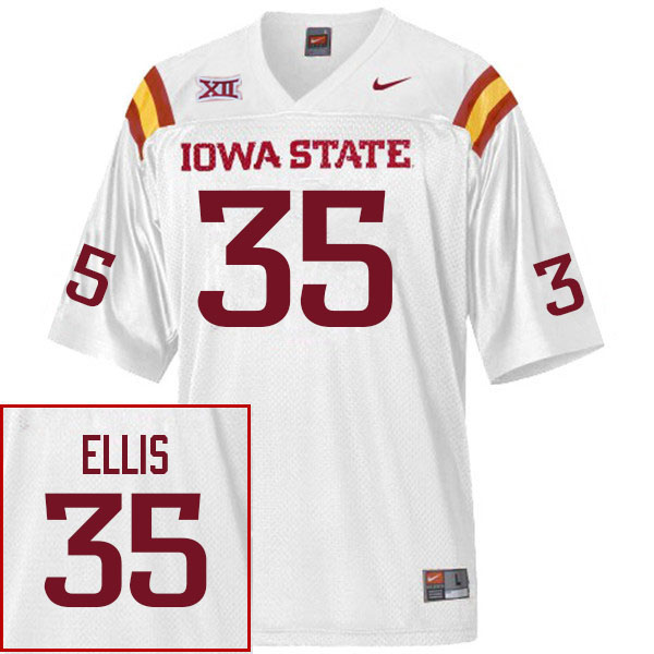 Men #35 Jacob Ellis Iowa State Cyclones College Football Jerseys Sale-White